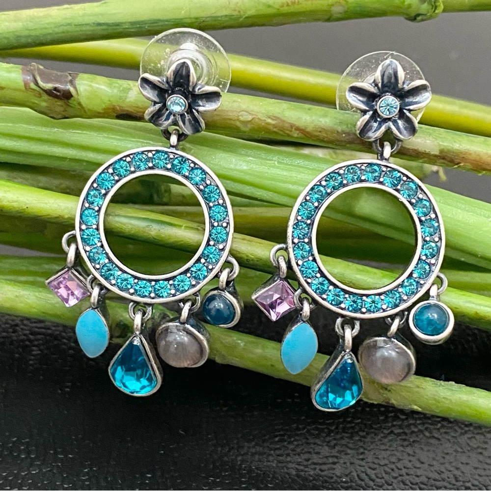 LK Designs Leetal Kalmanson Turquoise Gemstones Crystal Boho Bohemian Earrings